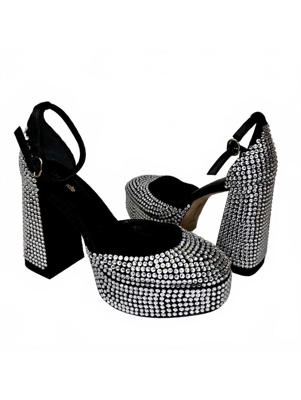 Larroudé Ari Crystal Rhinestone Platform Pumps Black Size 9